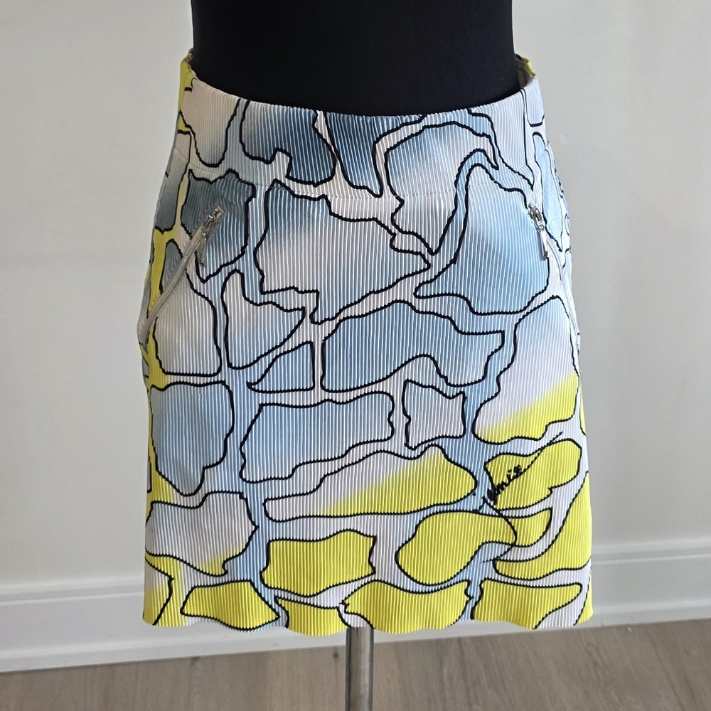 NWT Jamie Sadock Blue and Yellow Mini Skirt With Pockets Tennis Golf Apparel